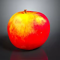 Fresh Ripe Red and Yellow Apple with Shiny Skin on Dark Background