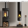 Stami Modern Fireplace Stove Firewood 3d model