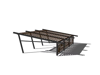 Modern Outdoor Pergola Structure With Wooden Beams And Support Columns 3d model