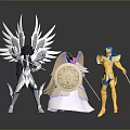 Warrior Action Figure Models Featuring Silver Gold Purple Blue Details Turtle Like Base And Weapons
