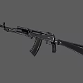 Black Automatic Assault Rifle With Metal Barrel Magazine And Black Stock