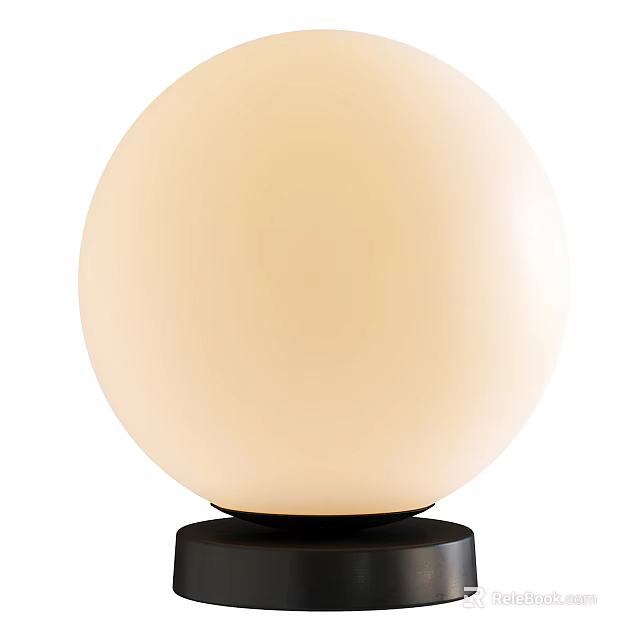 Modern Minimalist Table Lamp With Cream Colored Spherical Lampshade And Black Base 3d model 