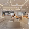 Modern Dessert Shop Interior With Display Counters Bread And Pastries