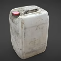 Industrial Plastic Container with Red Cap Handle and Worn Surface for Industrial Equipment Applications
