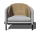 Modern Single Sofa with Beige Backrest and Gray Cushion Metal Legs