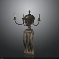Decorative Metal Candelabra With Three Candle Arms And Scroll Base 3d model