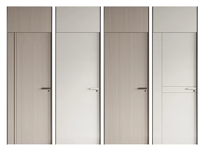 Modern Hinged Doors With Various Wooden Texture And White Finish Styles 3d model