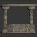 Ornate Stone Circular Pedestal With Columns And Central Hole Design