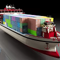 Large Container Ship With Colorful Containers And Red White Hull Design