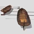 Wooden Boats With Traditional Wooden Structure And Oars Featuring Wooden Seats And Planks