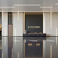 Modern Minimalist Commercial Office Reception Design With Glossy Marble Floor And Linear Ambient Lighting