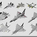 Fighter Jet Models Collection Display With Various Types And Detailed Designs 3d model