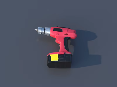 Industrial Equipment Red Cordless Electric Drill With Battery Pack And Ergonomic Grip Design 3d model