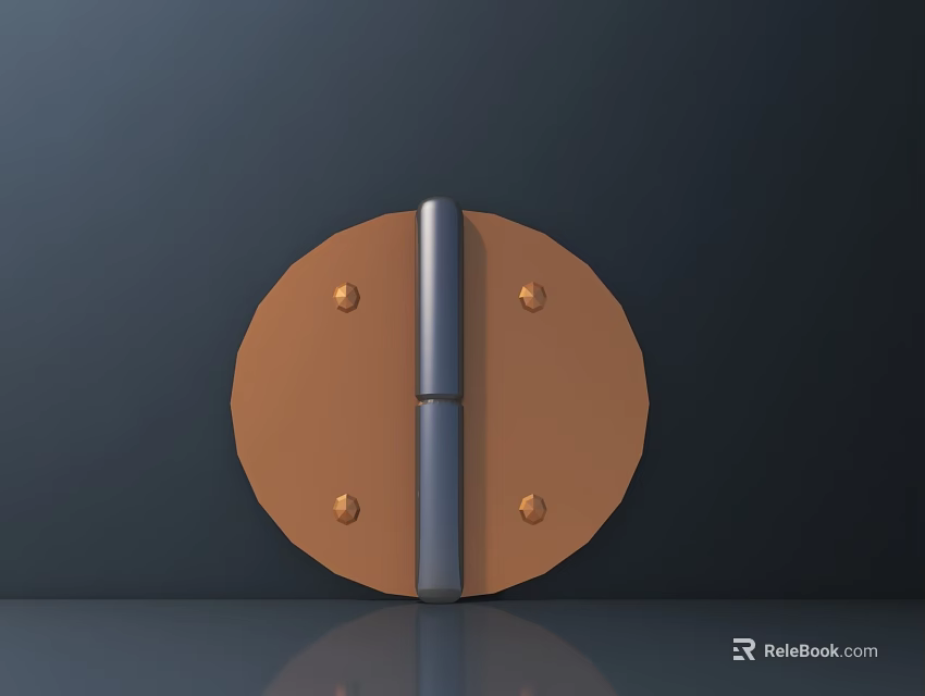 Sturdy Metal Hinge With Circular Brown Plate And Secure Screws For Hardware Tools 3d model 