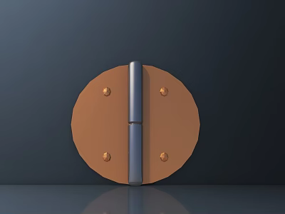 Sturdy Metal Hinge With Circular Brown Plate And Secure Screws For Hardware Tools 3d model