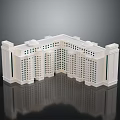 Elegant White Building Model With Arched Windows Decorative Columns And Symmetrical Design 3d model