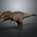 Realistic Tyrannosaurus Rex 3D Model With Brown Red Skin And Sharp Teeth