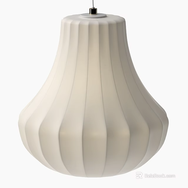 Modern White Ribbed Design Chandelier With Stylish Minimalist Look For Interior Decor 3d model 