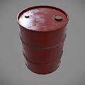 Industrial Equipment Red Metal Barrel With Yellow Warning Sign For Storage