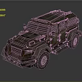 Rugged Armored Military Vehicle With Metal Exterior Roof Rack And Large Tires