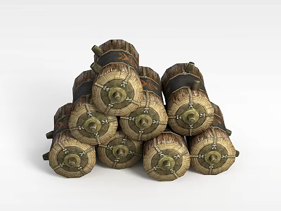 Vintage Rope Bound Cylindrical Storage Lockers Stacked Neatly For Efficient Home Organization 3d model