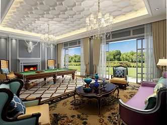 European-style recreation room, leisure and entertainment area 3d model