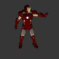 Iron Man Superhero in Red Armor with Glowing Eyes Arc Reactor and Outstretched Hand