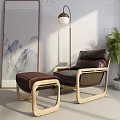 Modern Single Sofa Leather Casual Sofa Combination 3d model