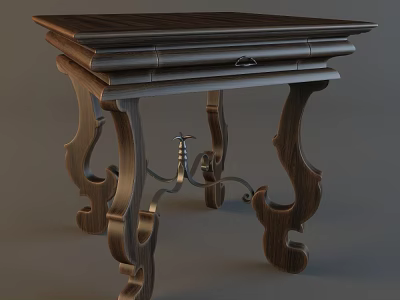 Classic Wooden Side Table With Intricate Carved Legs And Dark Top 3d model