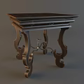 Classic Wooden Side Table With Intricate Carved Legs And Dark Top