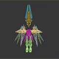 Mechanical Robot Character With Winged Design Blue Purple Armor And Weapon Details