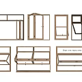Various Wooden Frames For Home Decor With Different Window And Shelf Designs 3d model
