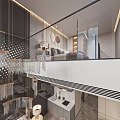 Modern Luxury Apartment Living Room With Open Kitchen Sofa Chandelier Marble Floor to Ceiling Windows