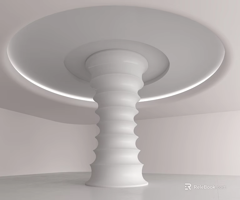 Modern White Column With Spiral Texture And Circular Top Design In Interior Lighting 3d model 