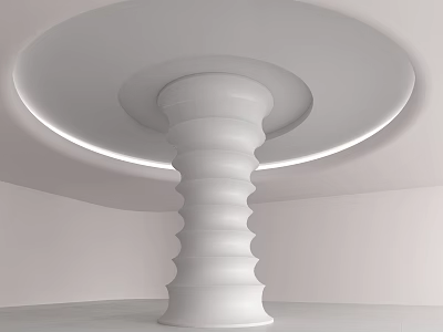 Modern White Column With Spiral Texture And Circular Top Design In Interior Lighting 3d model