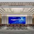 Spacious Modern Luxurious Business Conference Room With Large LED Screen And Neat Comfortable Seating Layout