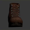 Classic Brown Leather Work Boots With Lace Up Design And Sturdy Sole 3d model