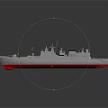 Modern Warship Design Featuring White Hull Red Bottom And Deck Antenna Systems 3d model
