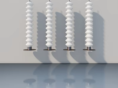 Four Modern Hinged Doors With White Spiral Design And Reflective Base 3d model