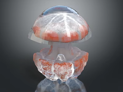 Stunning Underwater Jellyfish With Transparent Bell And Red Semi-transparent Tentacles 3d model