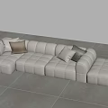 Beige L Shaped Sectional Sofa With Modern Design And Decorative Pillows 3d model