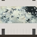 Black And White Abstract Painting On Modern Wall With Decorative Lighting