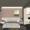 Modern Kids Room Interior With Cozy Bed Desk Chair Colorful Rug And Wall Art