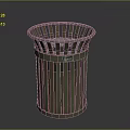 Building Facility Trash Can With Vertical Slats Green Brown Metal Design