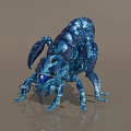 Starry Patterned Blue Reptile Scorpion With Glowing Eyes And Detailed Design