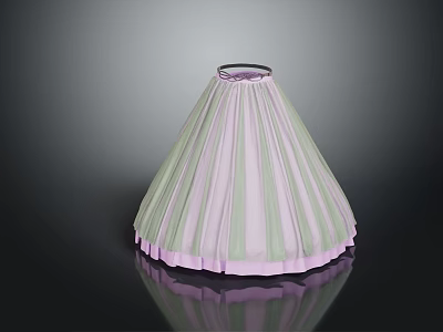 Flared Pleated Skirt With Pink And Green Stripes And Pink Hem Design 3d model