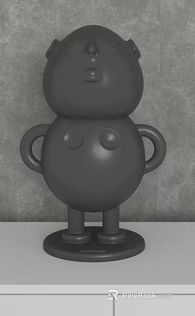 Modern Minimalist Decorative Ornament Set With Round Shaped Abstract Human Figure Gray Smooth Texture 3d model 