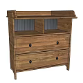 Natural Wood Sideboard with Two Drawers and Open Storage Shelves Design