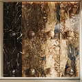 Natural Stone and Wood Decorative Wall Panels with Textured Surfaces and Warm Tones Design