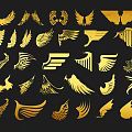 Golden Wing Vector Art Collection With Various Decorative Designs 3d model